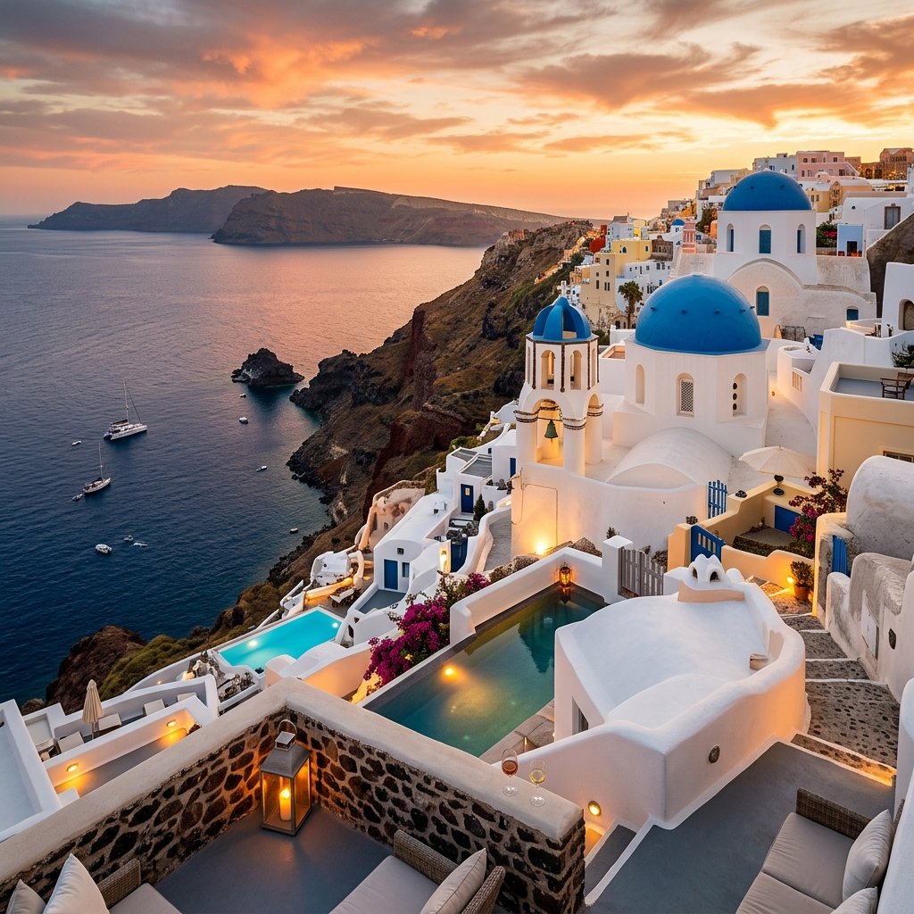 Santorini Cliffside Sunsets